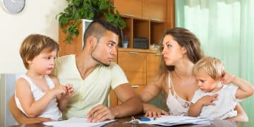 Parents with children having quarrel