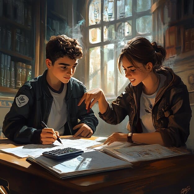 A split-screen image showing two students, one studying traditional A-levels and the other pursuing a vocational BTEC qualification. The image highlights the diversity of educational pathways and the importance of understanding how each pathway is valued within the UCAS Tariff system.