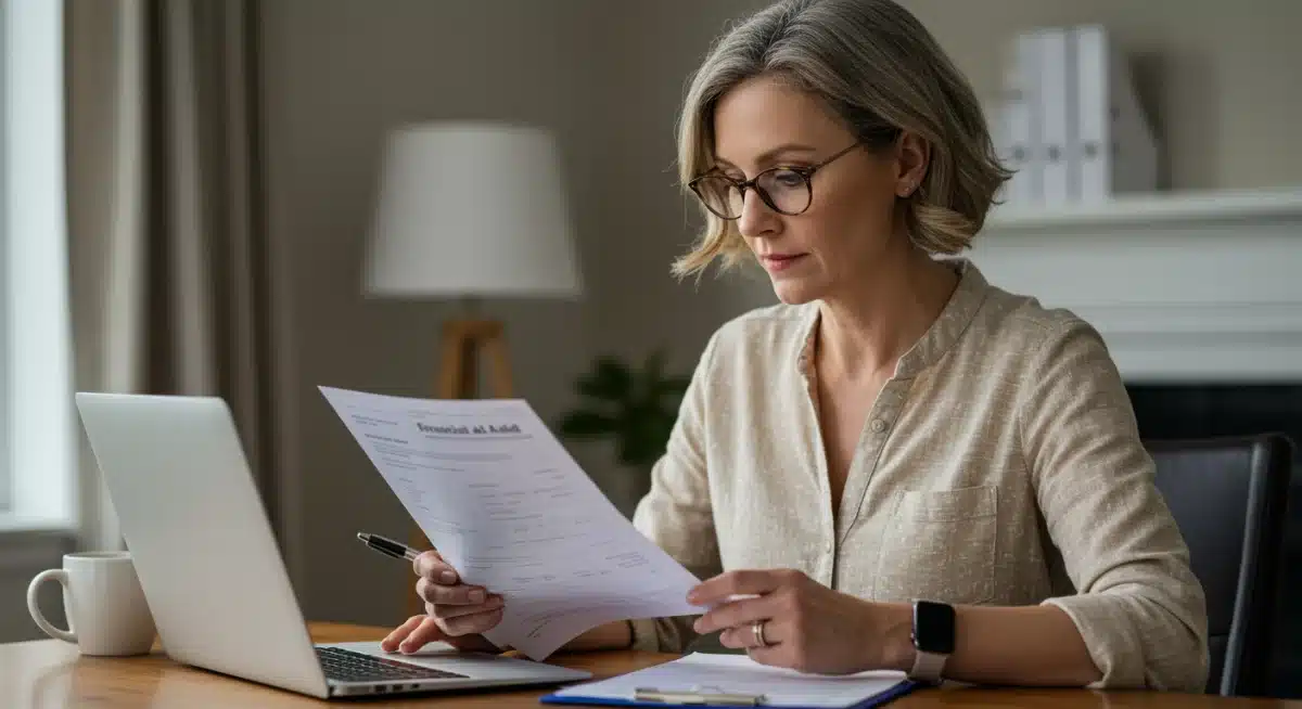 Nontraditional student reviewing financial aid applications at a home desk, balancing responsibilities.