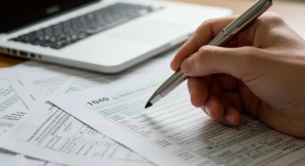 Hand highlighting education tax deduction on a 2026 tax form