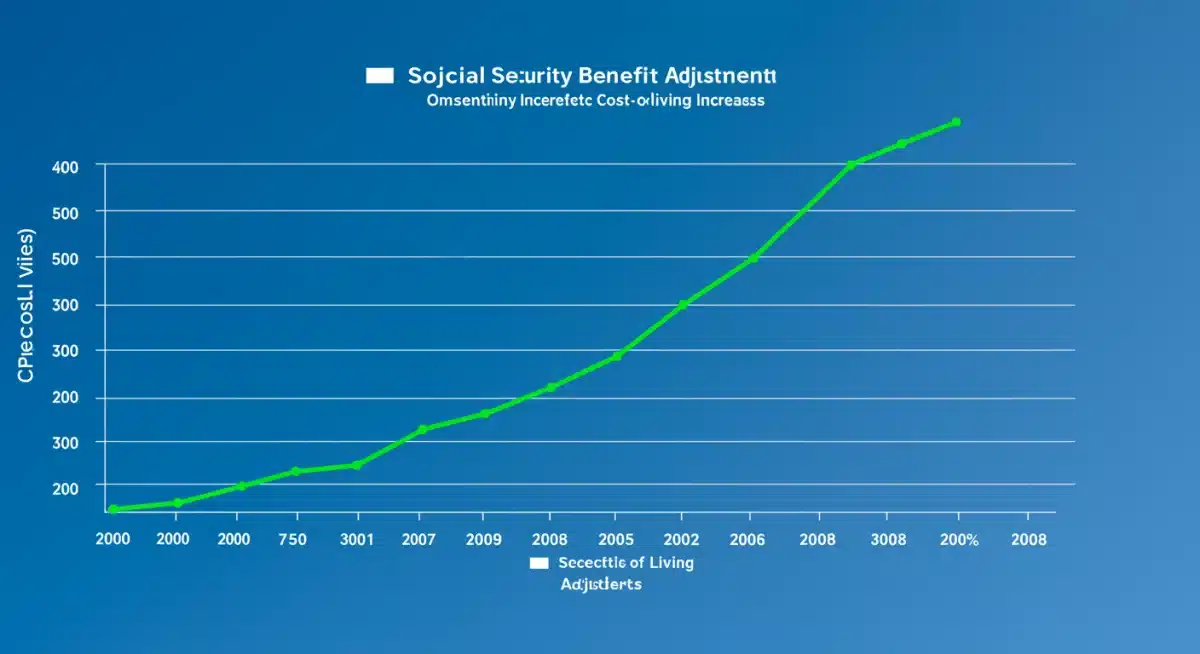 Graph illustrating Social Security benefit adjustments and COLA projections
