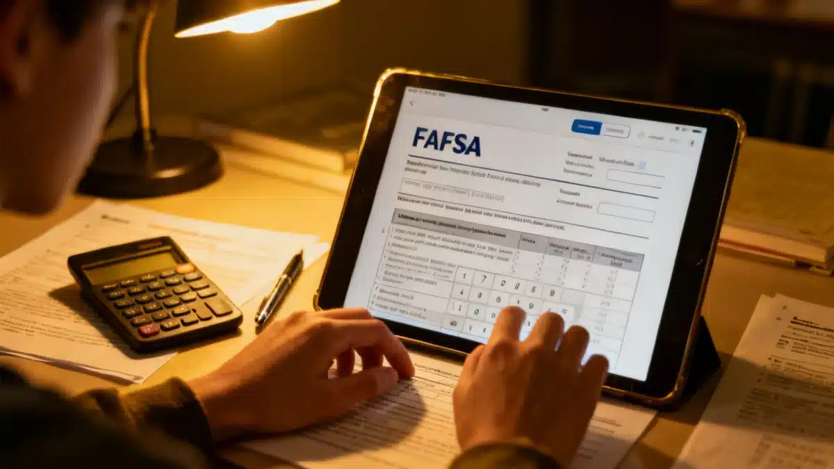 Student completing FAFSA form for financial aid application