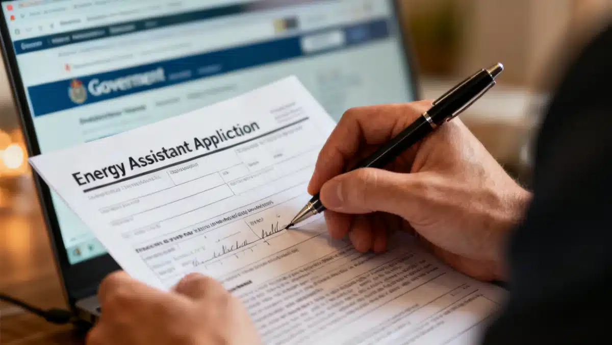 Hands meticulously filling out a LIHEAP application form for 2026 benefits.