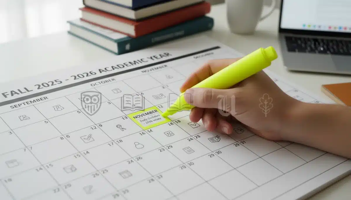 Highlighting early decision deadline on an academic calendar