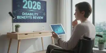 Person reviewing disability benefits information for 2026 on a tablet