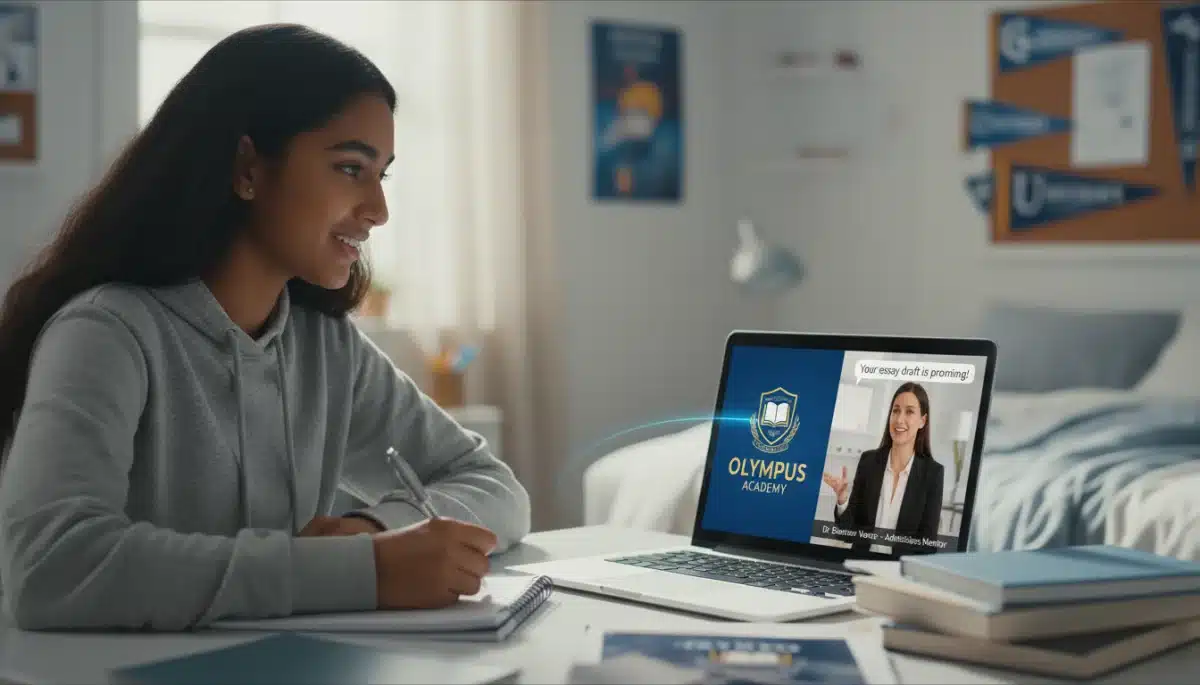 Student receiving virtual mentorship for college applications