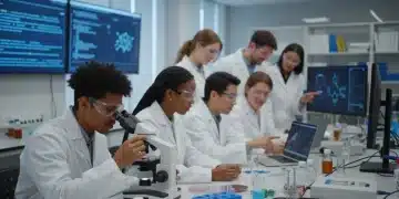 Undergraduate students collaborating in a modern STEM laboratory, symbolizing academic pursuit and innovation.