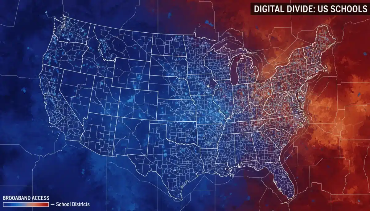 Broadband access map showing disparities across US school districts