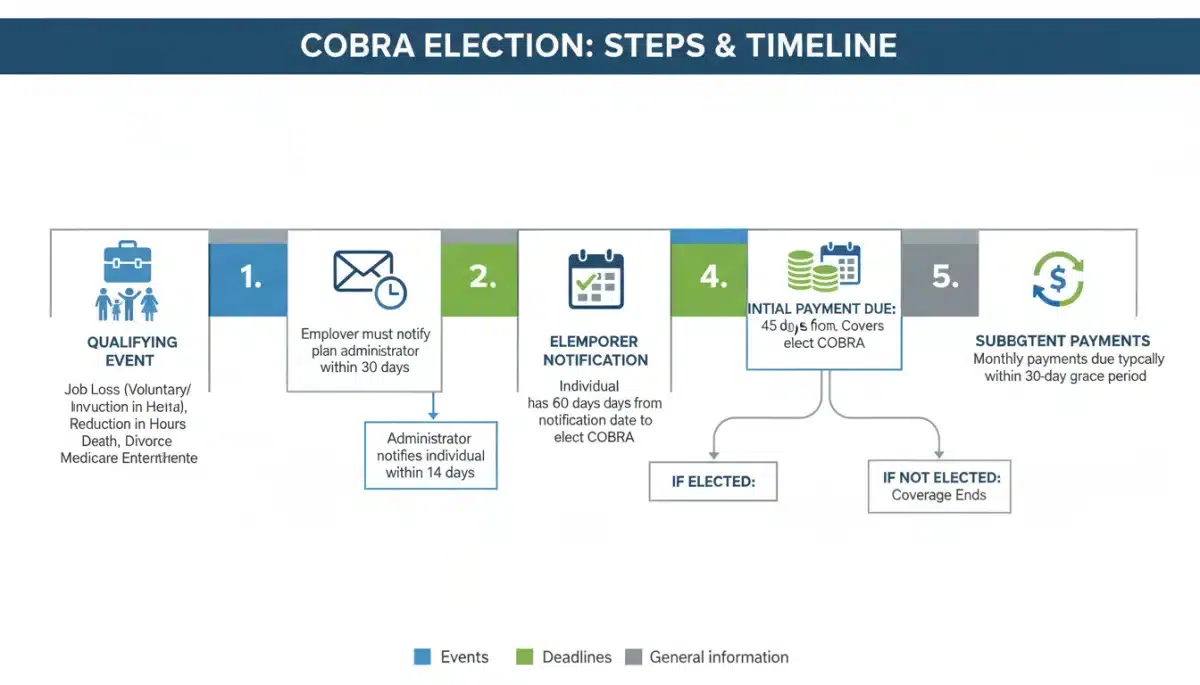 Infographic showing COBRA election process and timeline