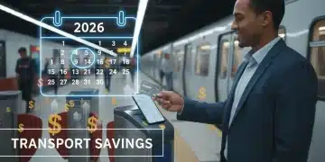 Person using commuter benefits card for public transport in 2026, showing savings