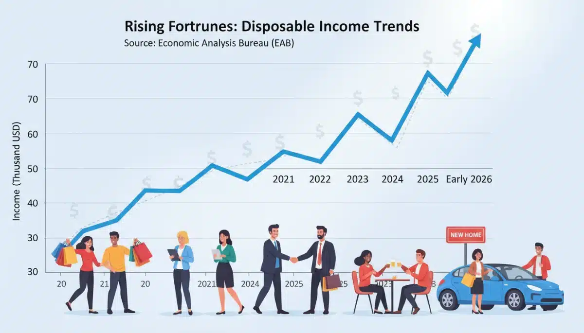 Graph showing disposable income growth and consumer purchasing activities