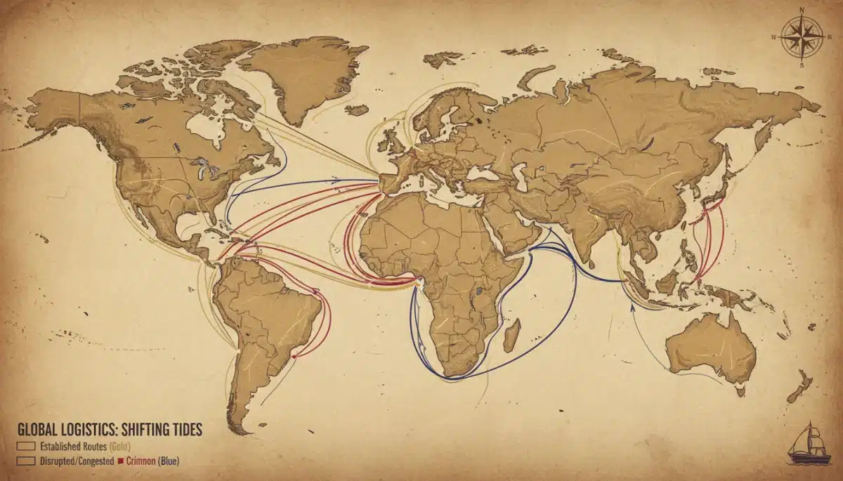 Disrupted global trade routes and their effect on logistics