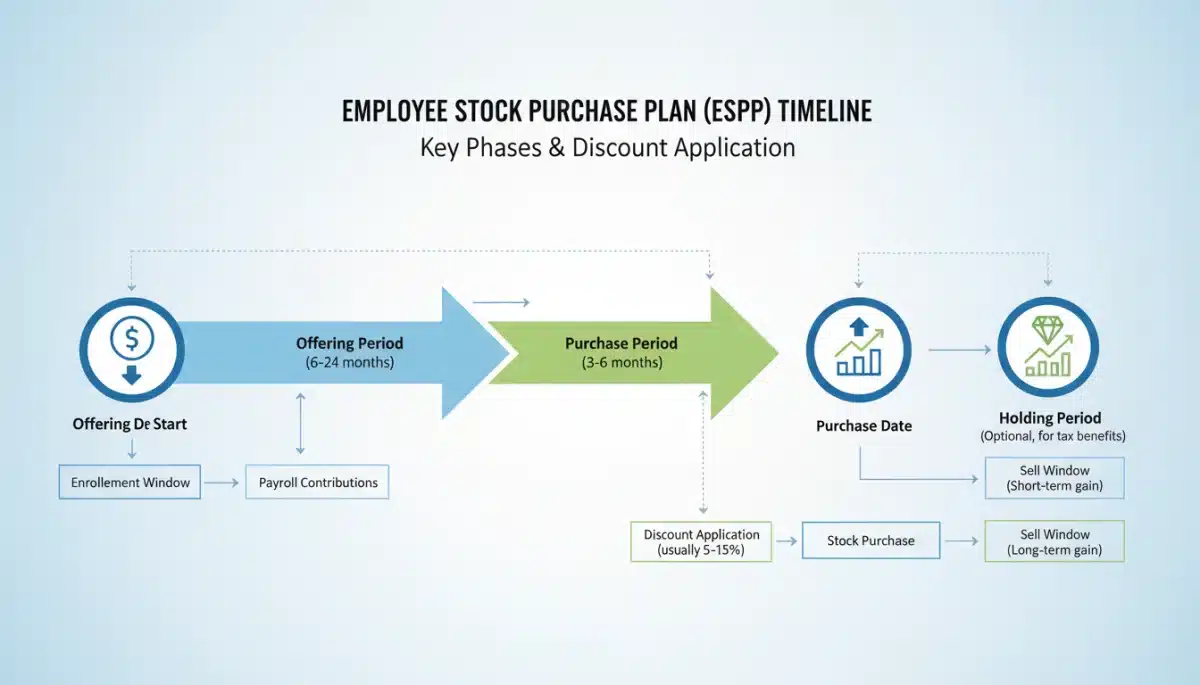 Infographic showing ESPP timeline and purchase process
