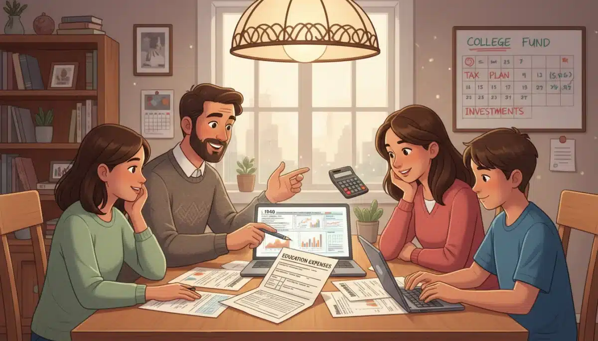 Family reviewing education tax documents for 2026