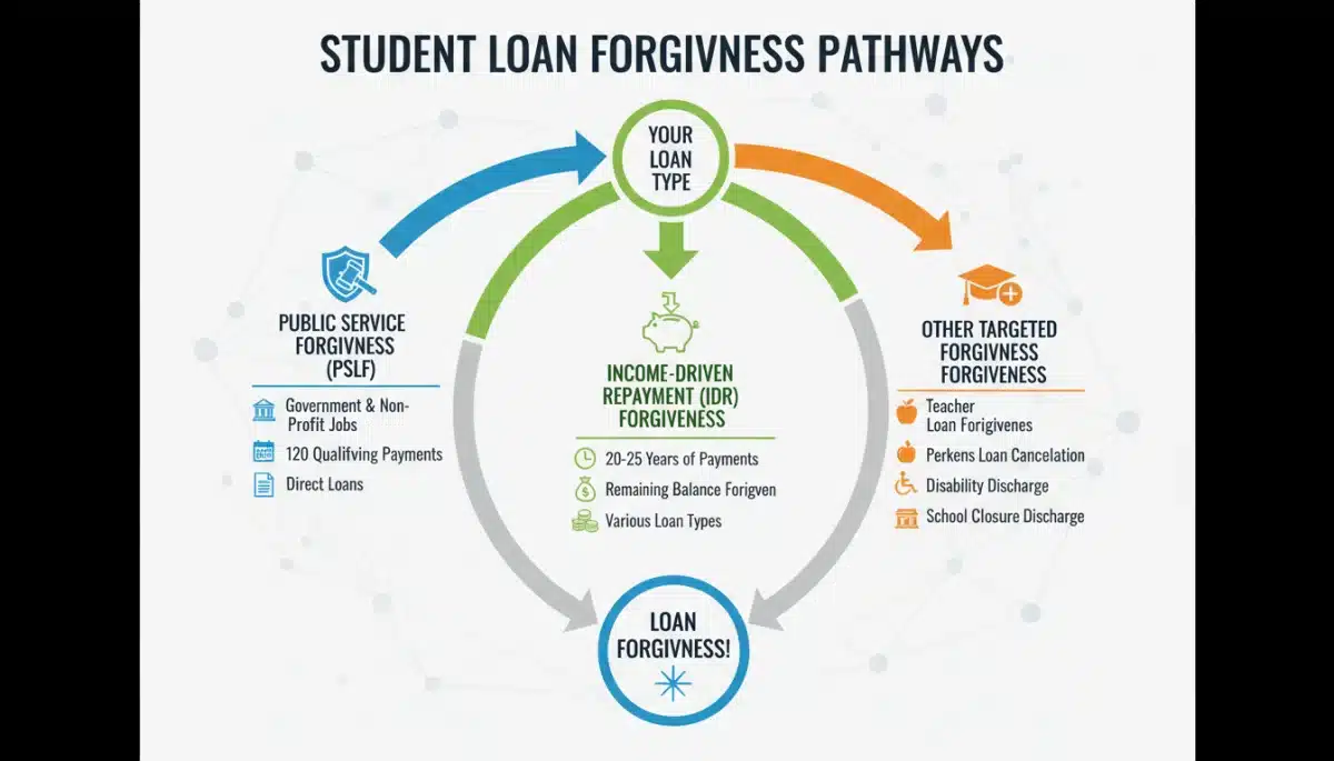 Student loan forgiveness program pathways illustration