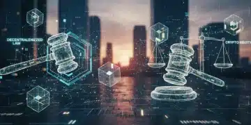 Crypto Regulations 2026: Navigating New Digital Asset Laws Futuristic digital landscape with blockchain and legal symbols, crypto regulations 2026