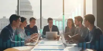 Hopeful students reviewing financial documents with Capitol in background