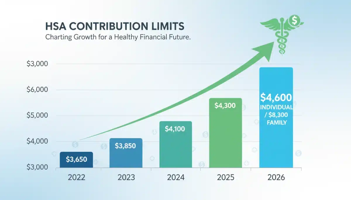 Bar chart illustrating the increase in 2026 HSA contribution limits compared to previous years.