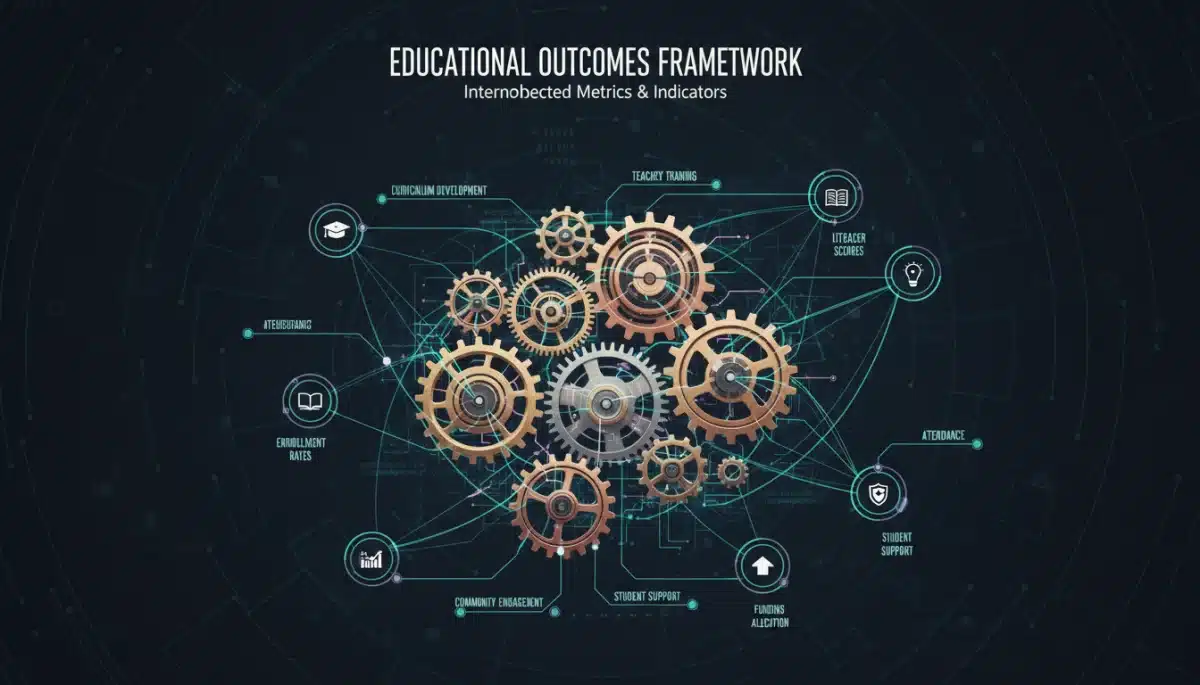 Infographic illustrating the interconnectedness of different educational outcome metrics.