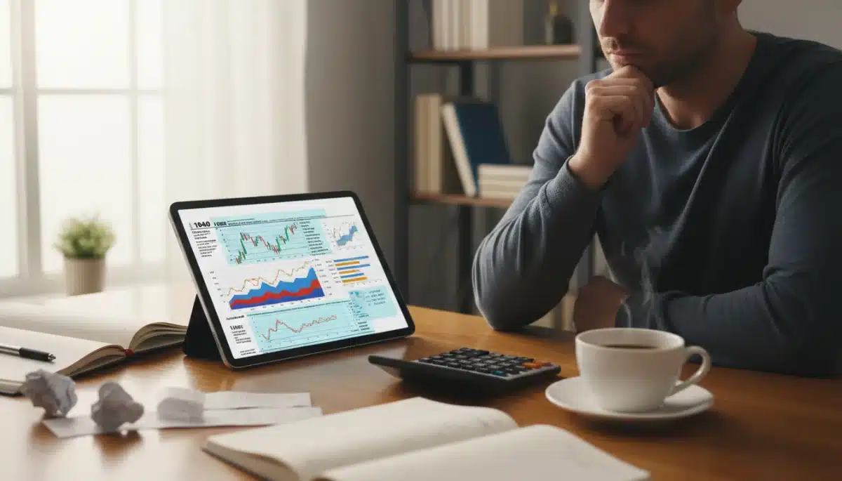 Investor analyzing financial data and tax forms on a tablet, planning for 2026 tax changes.