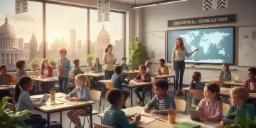 Students and teachers in a modern classroom, federal grant support