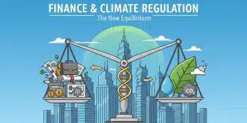 Financial documents on a scale balancing with environmental symbols, representing SEC climate disclosure