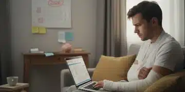 Person with bandaged arm working from home, short-term disability 2026