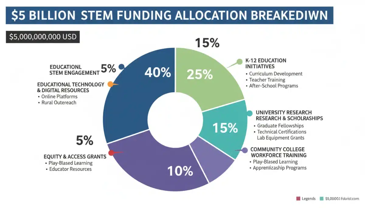 Infographic showing the billion STEM funding allocation breakdown