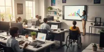 Students learning with technology in an inclusive US classroom