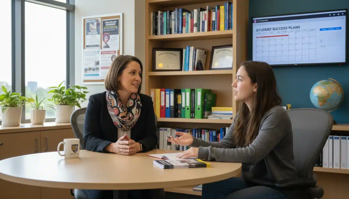 University advisor providing personalized support to a student