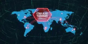 Cyberattack Alert: Major US Infrastructure Targeted, 3 Million Records Compromised Digital map of US with cyberattack warning, data breach alert