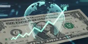 U.S. Dollar Index upward trend on a digital screen with global market data for 2026