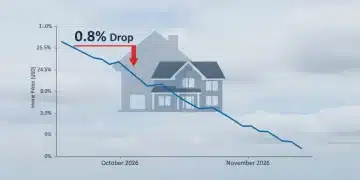 Graph illustrating a 0.8% decline in US national home prices in November 2026
